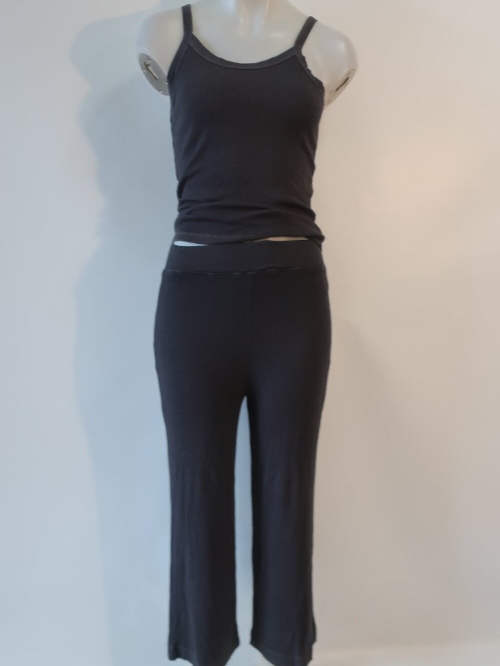 NWT Womens Sundry Charcoal Gray (Item-26) Ribbed 2 Pc Set Tank Top Pant 1 US/S